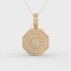 2Ct Round Cut Moissanite Hexagonal Cluster Pendant Necklace 14K Yellow Gold Plated