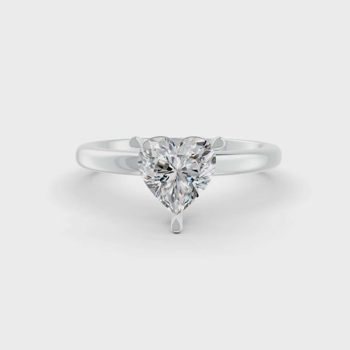 Heart Cut Real Moissanite 3 Prong Solitaire Ring 14K Gold Plated