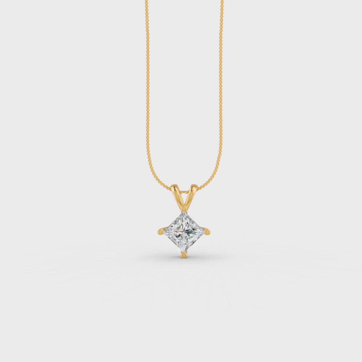 Princess Cut Moissanite Solitaire Pendant 14K Gold Plated