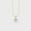 Princess Cut Moissanite Solitaire Pendant 14K Yellow Gold Plated