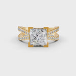 Load and play video in Gallery viewer, 2.50 Ct Radiant Cut Moissanite Engagement Ring 14K Gold Plated
