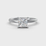 Load and play video in Gallery viewer, Princess Cut Real Moissanite 4 Prong Solitaire Ring 14K Gold Plated