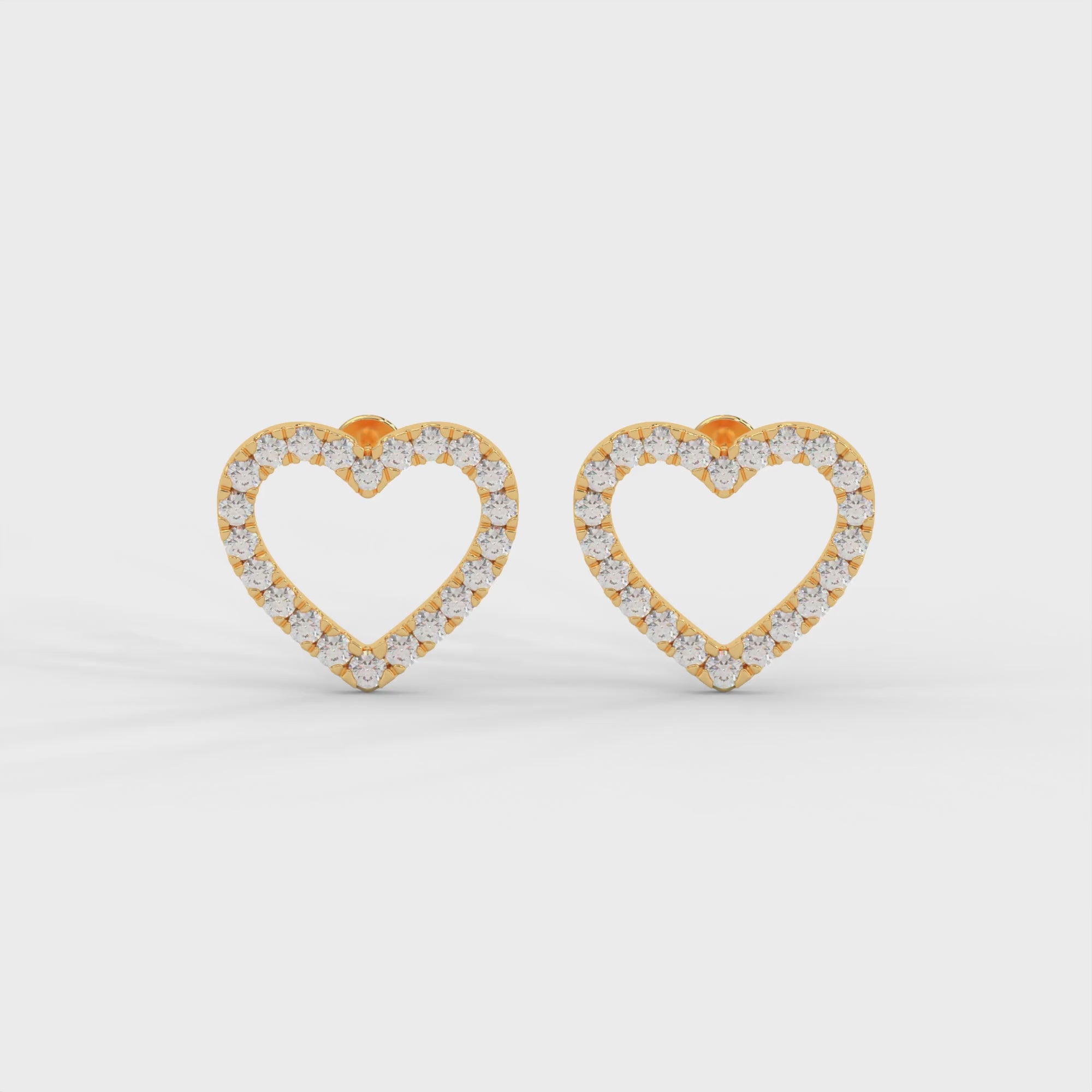 1/2 Ct Round Cut Moissanite Heart Stud Earrings in 14K Gold Plated