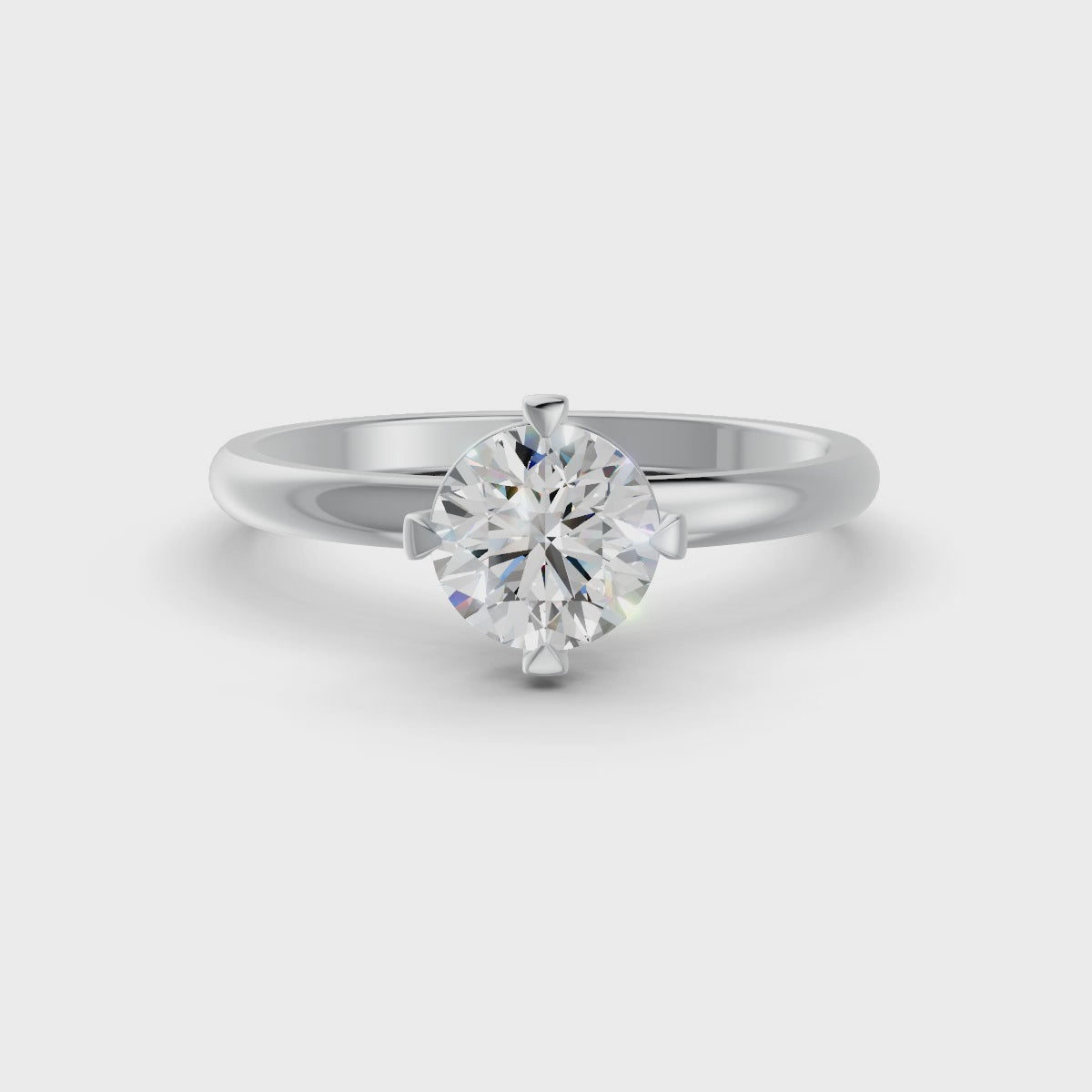 Round Cut Real Moissanite 4 Prong Solitaire Ring 14K Gold Plated