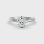 Load and play video in Gallery viewer, Round Cut Real Moissanite 4 Prong Solitaire Ring 14K Gold Plated