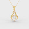 2.44Ct Round Cut Moissanite Teardrop Pendant in 14K Yellow Gold Plated