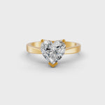 Load and play video in Gallery viewer, Heart Cut Real Moissanite V Prong Solitaire Ring 14K Gold Plated