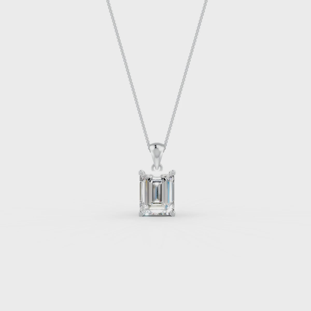 Emerald Cut Moissanite Solitaire Pendant 14K Gold Plated