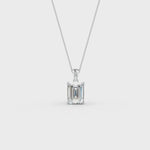 Load and play video in Gallery viewer, Emerald Cut Moissanite Solitaire Pendant 14K Gold Plated