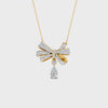 1.69 Ct Round Cut Moissanite Bow Pendant Necklace In 14K Yellow Gold Pllated