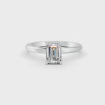Load and play video in Gallery viewer, Emerald Cut Real Moissanite 4 Prong Solitaire Ring 14K Gold Plated