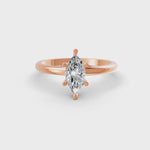 Load and play video in Gallery viewer, Marquise Cut Real Moissanite 6 Prong Solitaire Ring 14K Gold Plated