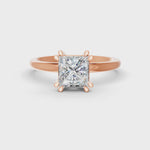 Load and play video in Gallery viewer, Princess Cut Real Moissanite Double 4 Prong Solitaire Ring 14K Gold Plated