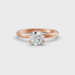 Load and play video in Gallery viewer, Round Cut Real Moissanite 3 Prong Solitaire Ring 14K Gold Plated