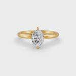 Load and play video in Gallery viewer, Oval Cut Real Moissanite 2 Prong Solitaire Ring 14K Gold Plated
