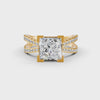 3.66Ct Princess Cut Certified Moissanite Women Engagement Ring 14K Yellow Gold Plated
