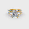 4Ct Radiant Cut Moissanite Bridal Engagement Ring 14K Yellow Gold Plated