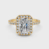 2.15Ct Emerald Cut Moissanite Halo Engagement Ring 14K Gold Plated