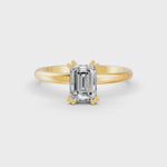 Load and play video in Gallery viewer, Emerald Cut Real Moissanite Double Prong Solitaire Ring 14K Gold Plated