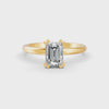 1-5 Ct Emerald Cut Real Moissanite Double Prong Solitaire Ring 14K Yellow Gold Plated