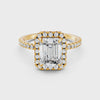 2Ct Emerald Cut Moissanite Engagement Ring 14K Gold Plated