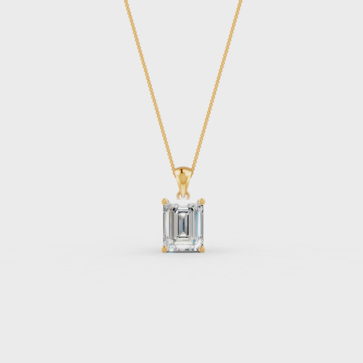 Emerald Cut Moissanite Solitaire Pendant 14K Gold Plated
