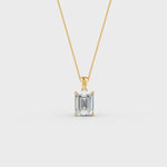 Load and play video in Gallery viewer, Emerald Cut Moissanite Solitaire Pendant 14K Gold Plated