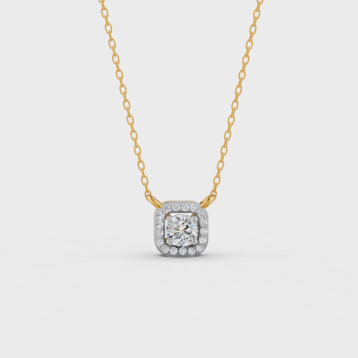 0.30 Ct Round Cut Moissanite Women's Halo Necklace Pendant 14K Gold Plated