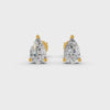 Pear Cut Real Moissanite 3 Prong Solitaire Stud Earrings Screw Back 14K Gold Plated