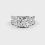 Load and play video in Gallery viewer, 3Ct Princess Cut Moissanite Women Engagement Ring 14K Gold Plated