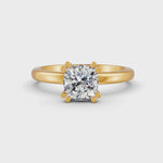 Load and play video in Gallery viewer, Cushion Cut Real Moissanite Double Prong Solitaire Ring 14K Gold Plated