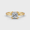 1-5 Ct Cushion Cut Real Moissanite Double Prong Solitaire Ring 14K Yellow Gold Plated