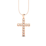 3Ct Round Moissanite Women Cross Pendant 14K White Gold Plated