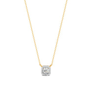 0.30 Ct Round Cut Moissanite Women's Halo Necklace Pendant 14K Gold Plated