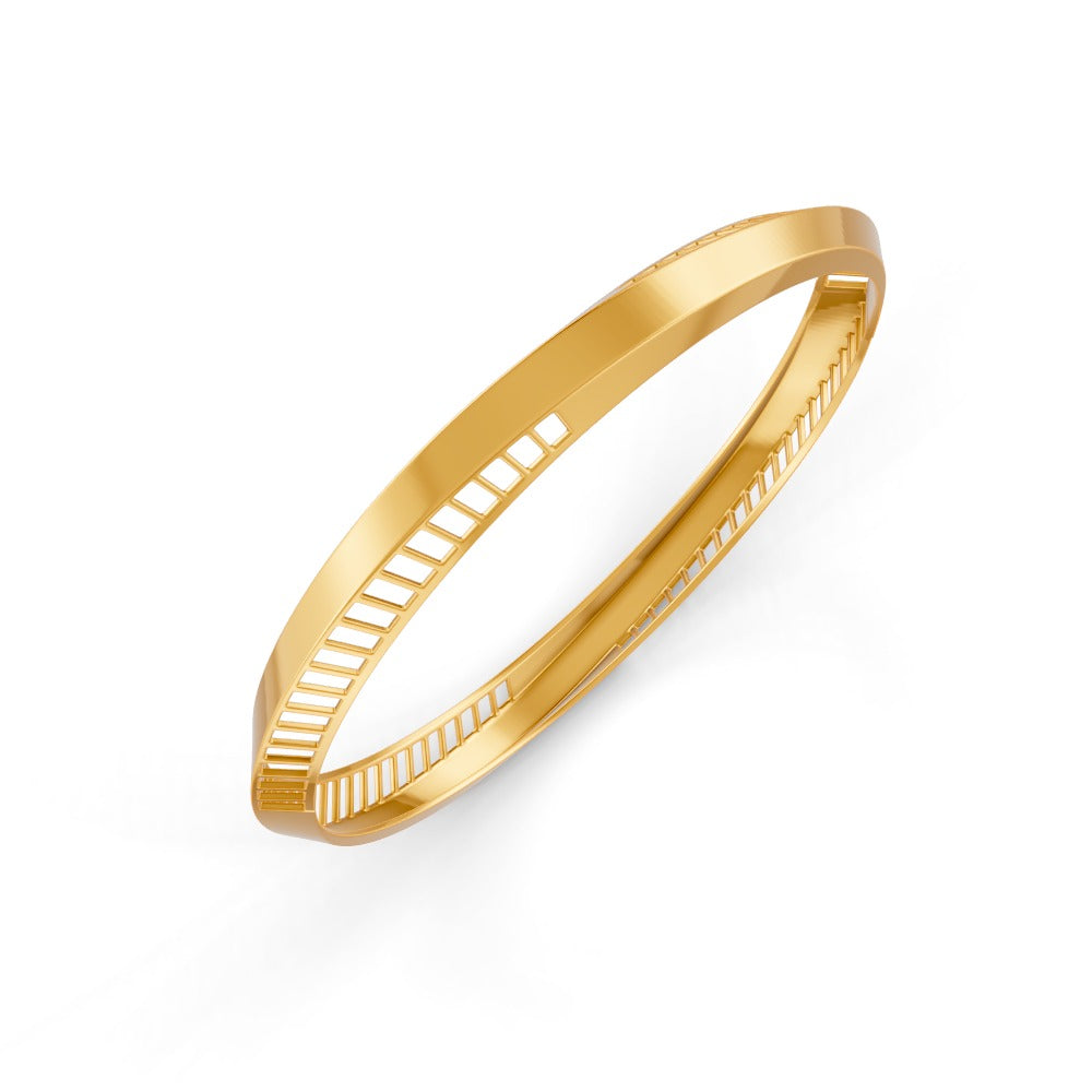 Elegant Gold Bangle with Sleek Cutout Design 14K Gold Plated