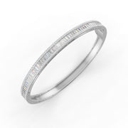 3.79 Ct Baguette & Round Natural Moissanite Women's Bangle Bracelet 14K Gold Plated