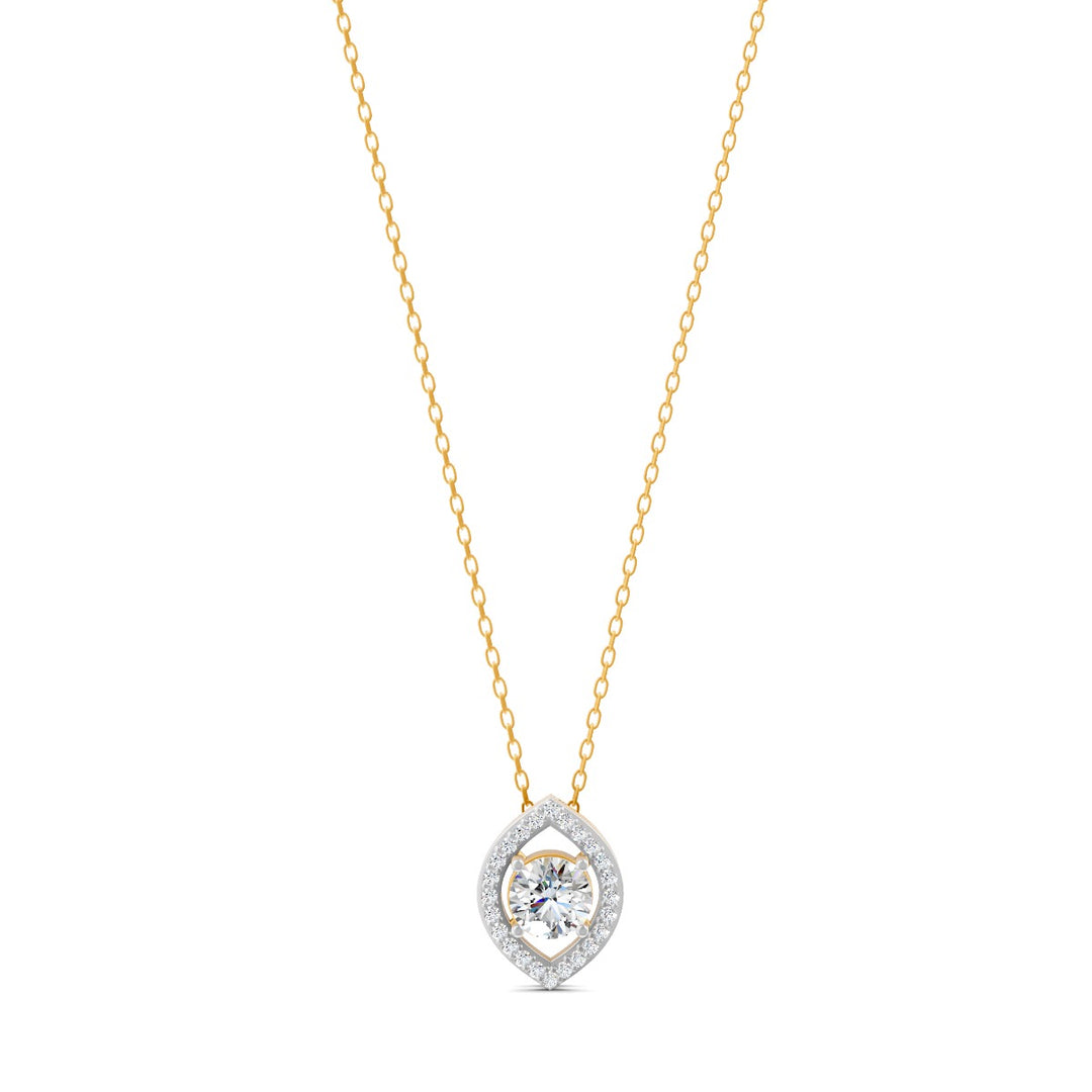 0.56 Ct Round Cut Moissanite Women's Cluster Necklace Pendant 14K Gold Plated