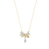 1.69 Ct Round Cut Moissanite Bow Pendant Necklace In 14K Yellow Gold Pllated