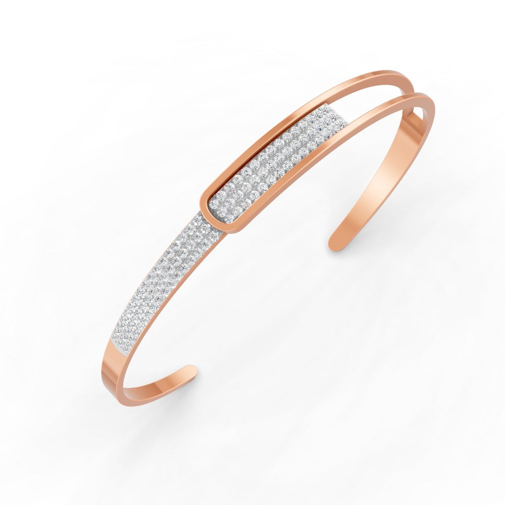 0.85 Ct Round Cut Natural Moissanite Women Cuff Bangle Bracelets 14K Gold Plated