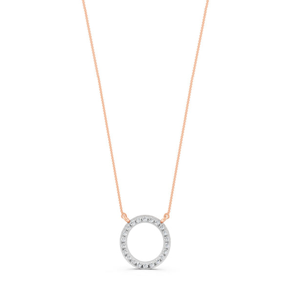 0.34Ct Round Cut Moissanite Circle Pendant Necklace 14K Yellow Gold Plated