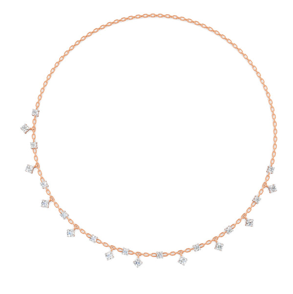 0.76 Ct Round Cut Moissanite Minimalist Chain Necklace In 14K Yellow Gold Plated