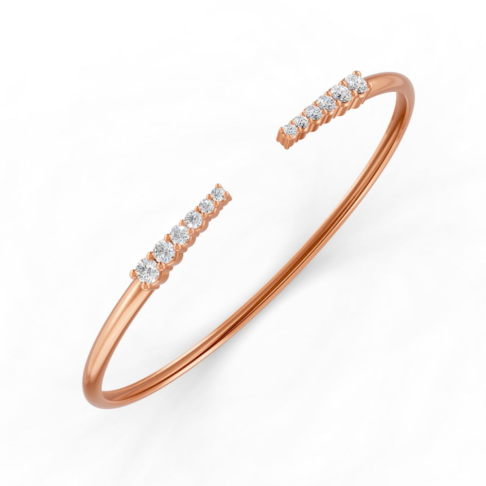 0.15 Ct Round Cut Natural Moissanite Women's Bangle Bracelets 14K Gold Plated