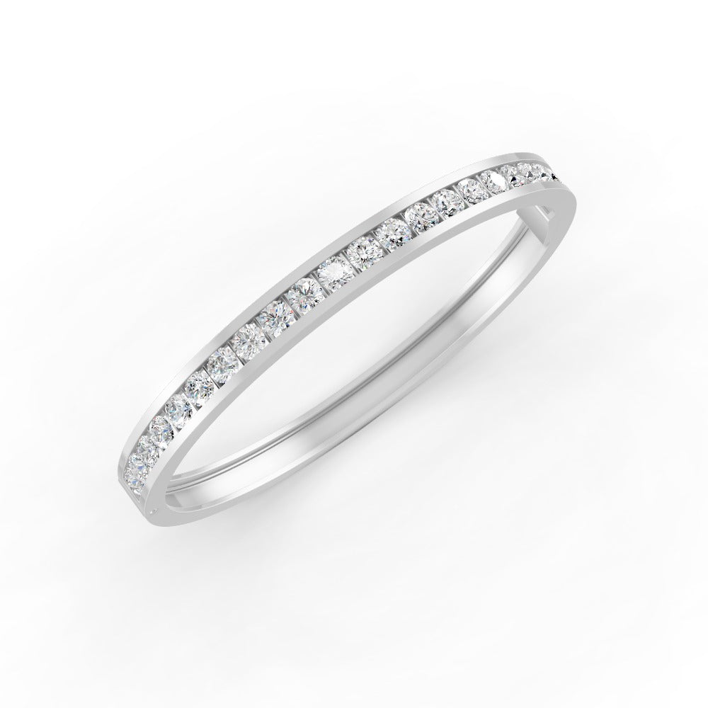 5.50 Ct Round Cut Natural Moissanite Channel Set Bangle Bracelet 14K Gold Plated