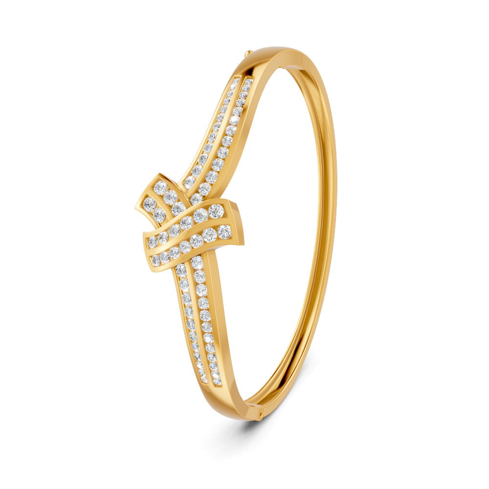 1.50 Ct Round Cut Moissanite Women's Bangle Bracelet 14K Gold Plated