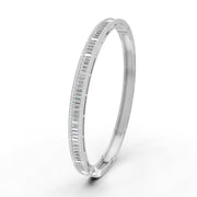 3.79 Ct Baguette & Round Natural Moissanite Women's Bangle Bracelet 14K Gold Plated