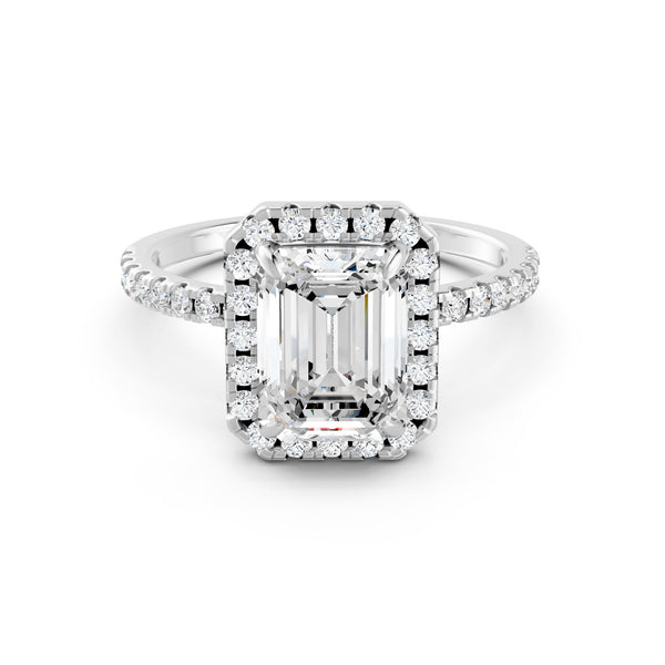 2Ct Emerald Cut Moissanite Engagement Ring 14K Gold Plated