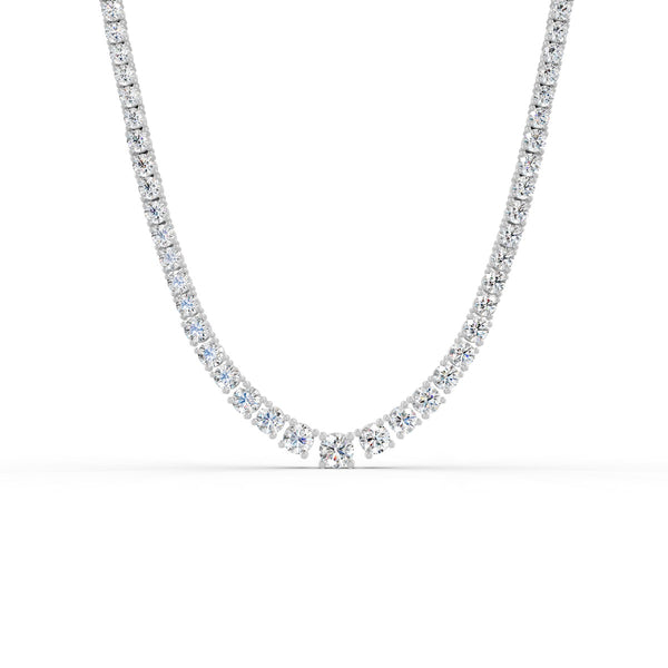 17.54 Ct Round Cut Graduation Moissanite Tennis Necklace 14K Yellow Gold Plated