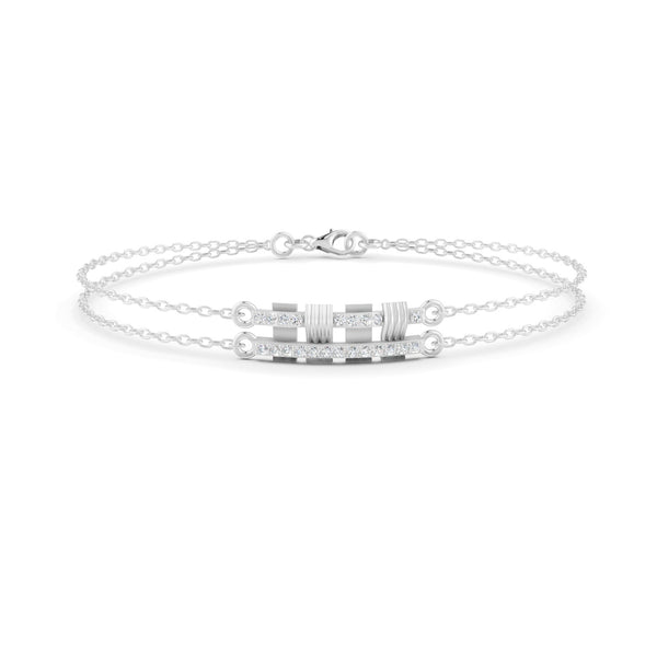 0.27 Ct Round Cut Moissanite Minimalist Bar Chain Bracelet 14K Yellow Gold Plated