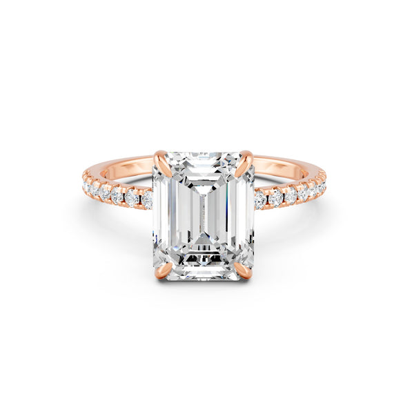 2.80Ct Emerald & Round Cut Moissanite Engagement Ring 14K Gold Plated