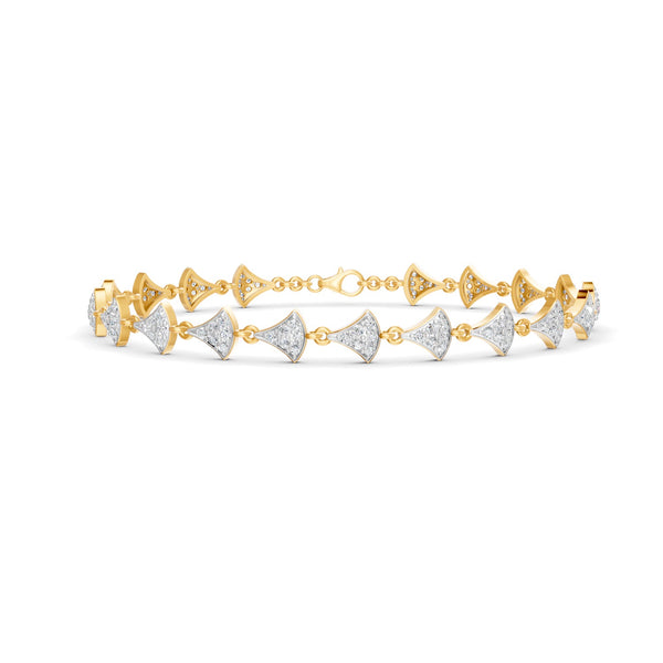 1.06 Ct Round Cut Moissanite Cluster Link Bracelet 14K Yellow Gold Plated